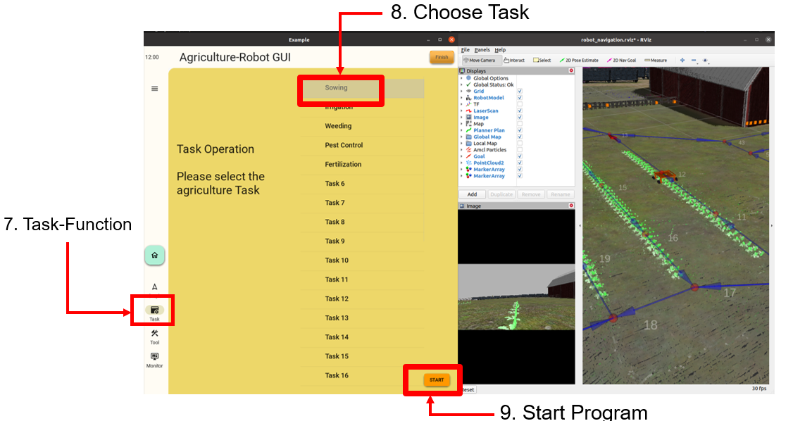 UI des Agri-Bot Frameworks: tas plannung und Simulation mit Navigations-Graph